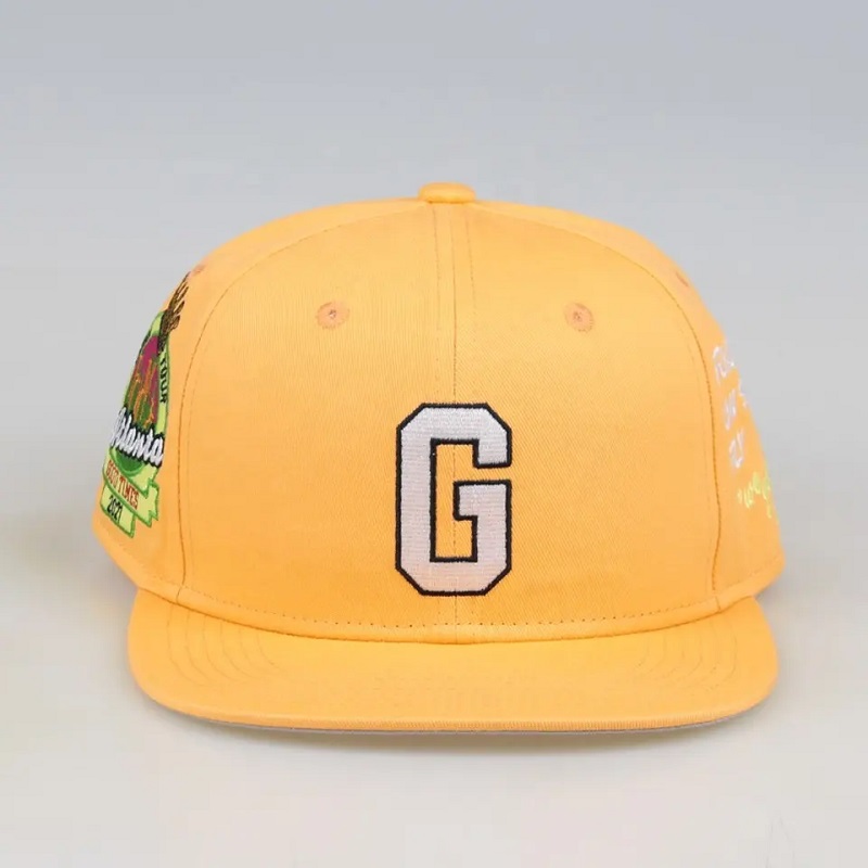 中国で作られた男性のための6パネルのスナップバック野球帽カスタムGorras Snapbacks Embroidery Hats Yellow