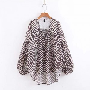 2023新しい女性のファッションオールマッチスリムストライプスピンプリント長袖タイプシャツ