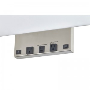 イーグルスランディングホテル長方形の壁ランプブラシ付きニッケル仕上げ、/offロッカースイッチの2つ、2つの便利なアウトレット、ホテルの客室でのデュアルUSBポート