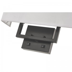 ハンプトンインホテルマットブラック仕上げの半長方形の壁ランプ、ホテルの客室で2つの/offロッカースイッチ