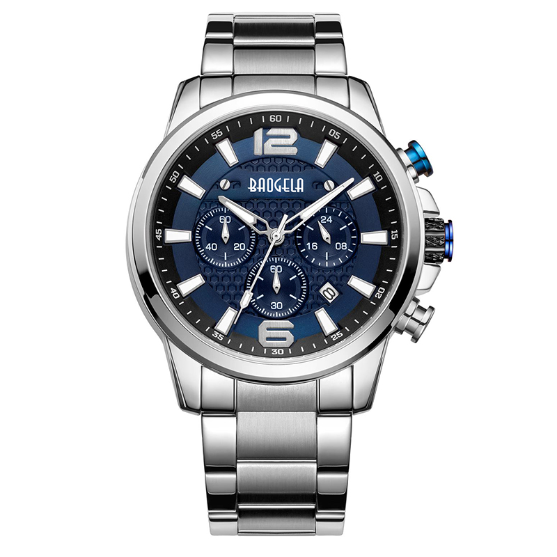 Baogela Watches for Men for New Chronograph Quartz Watch Luxury Stainless Steel Wristwatch Man Relogios Masculino