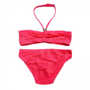 Halterneckレース2個の子供の水着