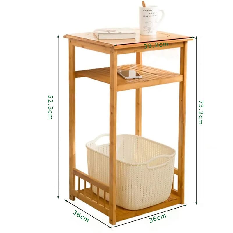 2層カスタマイズ可能な竹の木製収納サイドキャビネットナイトスタンドエンドテーブル