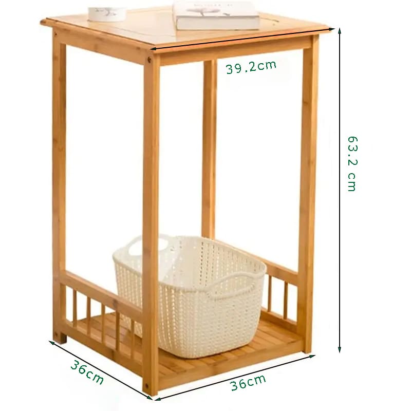 2層カスタマイズ可能な竹の木製収納サイドキャビネットナイトスタンドエンドテーブル