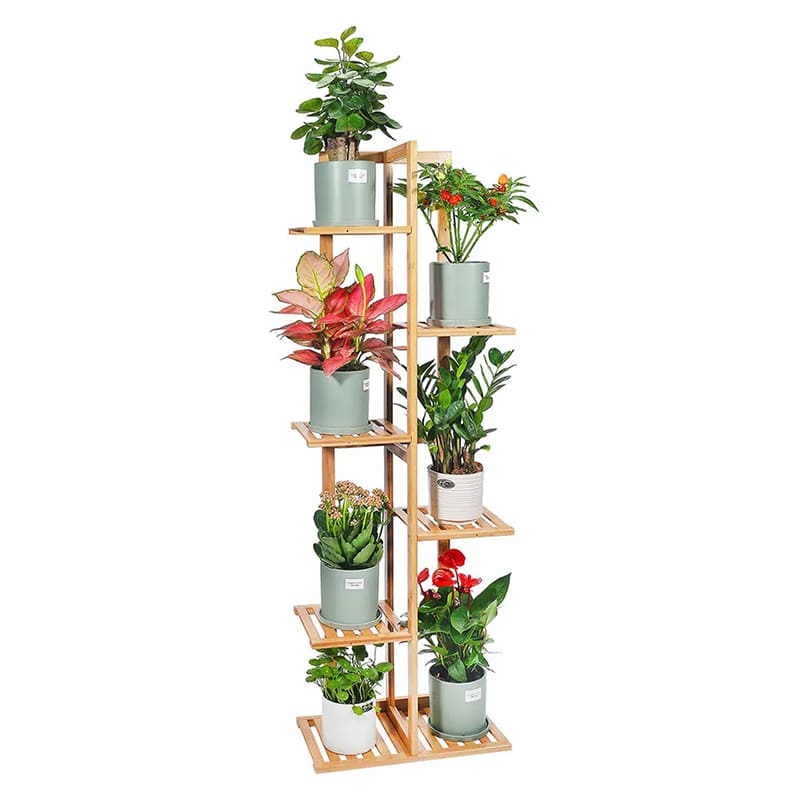 カスタムレイヤー6ティア多機能木製竹の花ラック屋外屋内植物スタンド