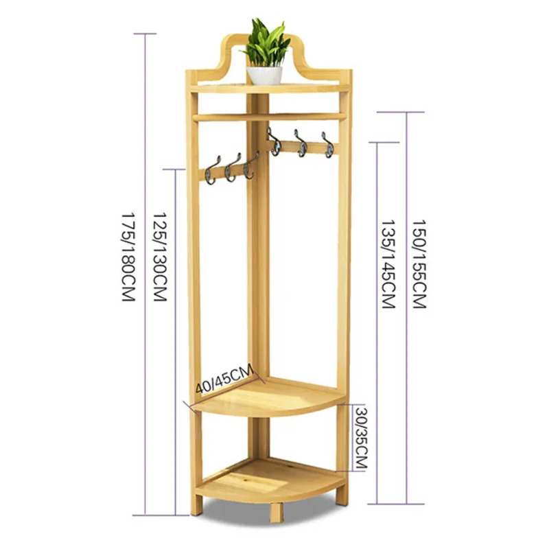 高品質のコーナーシェルフコート収納ラックフロアトライアングルハンガーベッドルームリビングルーム