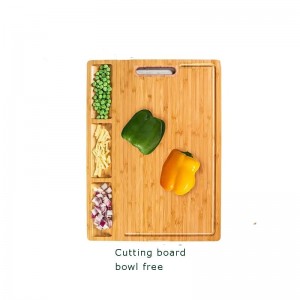3つの組み込みコンパートメントを備えた竹のチョッピングボード