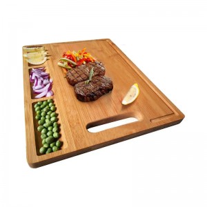 3つの組み込みコンパートメントを備えた竹のチョッピングボード