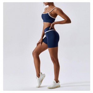 SC9271アクティブな女性ヨガフィットネスワークアウトヨガショートセットスポーツブラジーシームレスヨガパンツレギンスセット