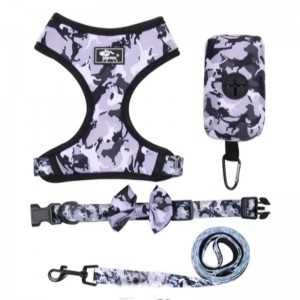 カスタムラグジュアリーパピーリーシュカラー調整可能なペットの糞バンダナバンダナリバーシブルと通気性のあるネオプレンドッグハーネスセット