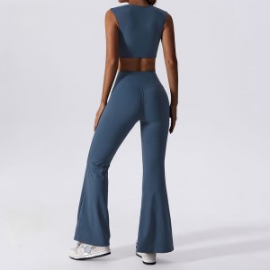 ソリッドヨガセットミュージャーフレアレギンスとブラジャーセットフィットネストレーニングヨガセットレディースヨガスーツ2ピースジムウェア