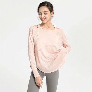 SC10263ヨガTシャツフィットネスランニングラウンドネックTシャツヨガロングスリーブ女性Tシャツジムシャツ