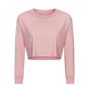 SC10265通気性ヨガクロップトップジムフィットネスタイトTシャツヨガロングスリーブ女性Tシャツジムシャツ