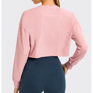 SC10265通気性ヨガクロップトップジムフィットネスタイトTシャツヨガロングスリーブ女性Tシャツジムシャツ