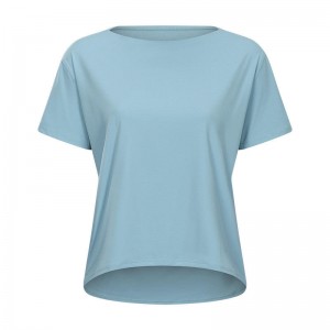 SC10266カスタムロゴヨガシャツカットアウトトレーニングプルオーバーヨガシャツ短袖ヨガトレーニングゆるいクイックドライTシャツの女性