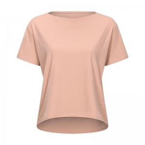 SC10266カスタムロゴヨガシャツカットアウトトレーニングプルオーバーヨガシャツ短袖ヨガトレーニングゆるいクイックドライTシャツの女性