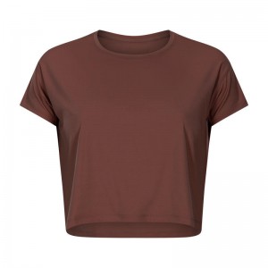 SC102610ヨガショーツのルーズシャツジムヨガアクティブウェア半袖Tシャツクロップトップセール通気性クイック乾燥ヨガ