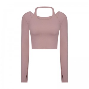 SC10273カスタムロゴヨガTシャツフィットネスランニングラウンドネックTシャツシャツ女性女性のための長袖スポーツシャツ