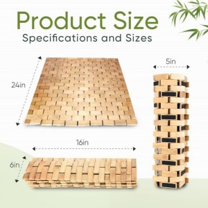ナチュラルバンブーバスマット、滑り止め竹シャワーマット、浴槽用防水折りたたみ式の木製バスマット