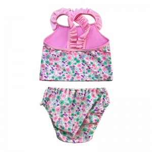 花柄のフリルクロスプリーツ2ピース