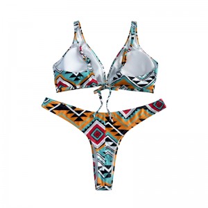 花のエスニックスタイルボウボウワイドストラップツーピース水着