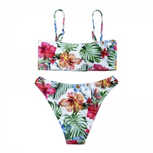 カジュアルコンフォートホルターエスニックスタイルは、2ピースの水着を印刷しました