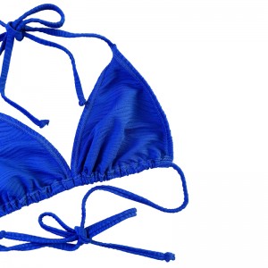 ブルーパターンスペシャルクロストライアングルカップホルターホルターストラップスプリットスプリットスーツ