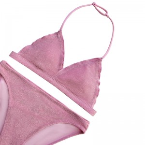 子供たちの首のフランジ付き三角形カップツーピースの水着かわいい