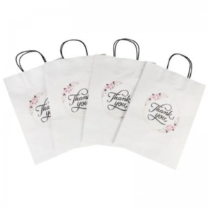 卸売カスタマイズされたサイズのプリントロゴファンシーありがとうホワイトクラフトペーパーバッグスペシャルデイウェディングパーソナライズされたパーソナライズされたギフトバッグ