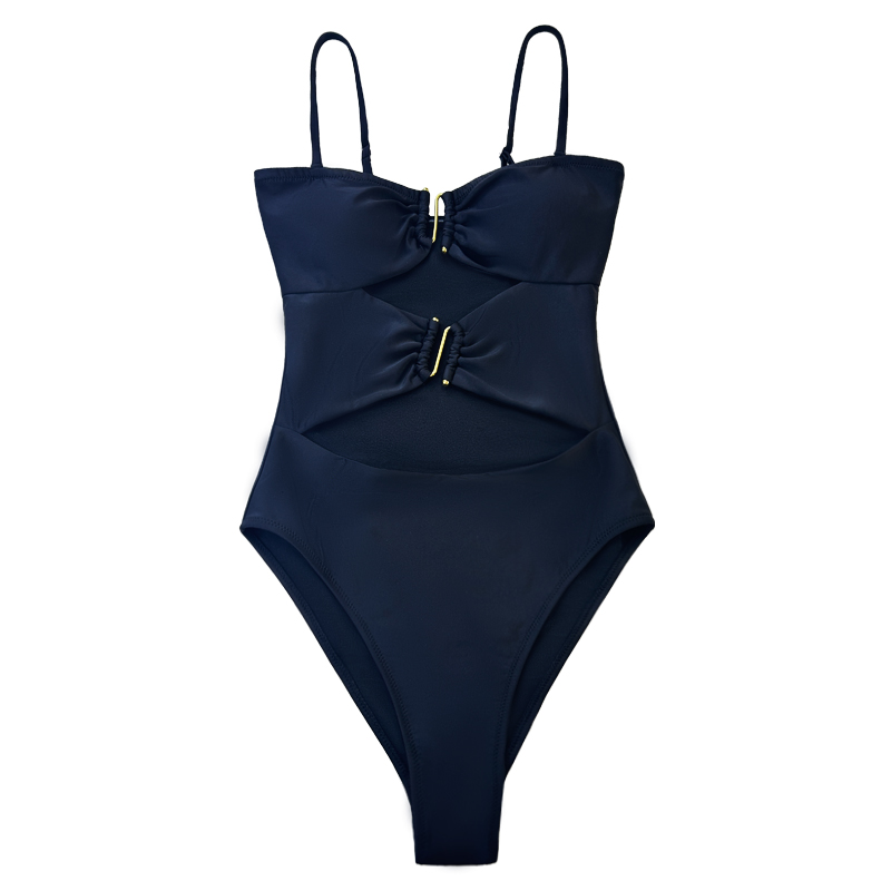 Solid Colorは、S-Buckle Strap One-Piece Swimsuitを空洞化しました