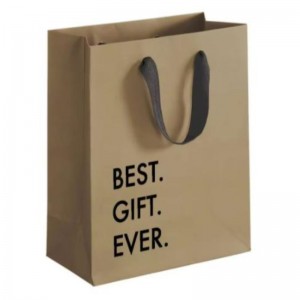 生分解性再利用可能なカスタムデザインロゴプリントブラウンクラフトクラフトブティックペーパーショッピングバッグリボンハンドル