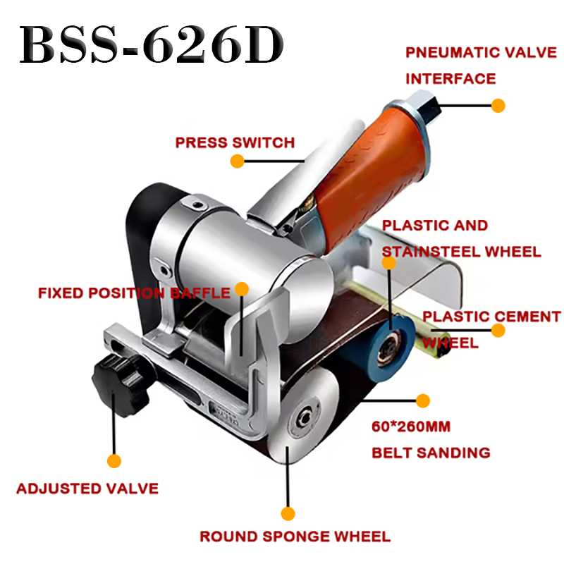 ハンド-held工業-grade小型空気圧ベルトサンダー空気圧ベルトサンダー卸売BSS-626d空気圧ワイヤー描画機60*260ステンレス鋼ベルトサンダー空気圧ベルトポリッシングマシン