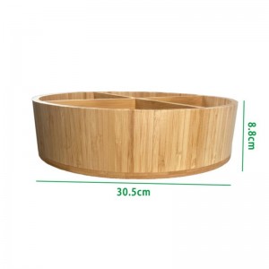 竹製回転トレイストレージオーガナイザートレイ