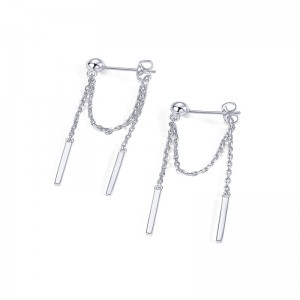 Honde 18K ゴールドメッキ 925 スターリングシルバーダングリング チェーン スタッド キュービック ジルコニア ボール スレッダー イヤースケープ イヤリング