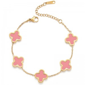 弘徳18Kゴールド-メッキメン\\と女性\\の四つ葉のクローバー 幸運のブレスレット