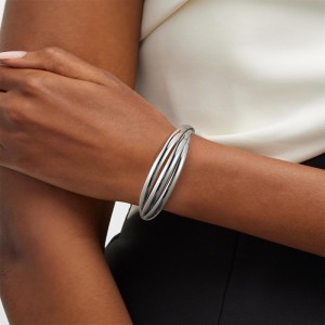 ホンデクラシックシンプルマルチ-レイヤーシルバー-ゴールドメッキオープンブレスレット