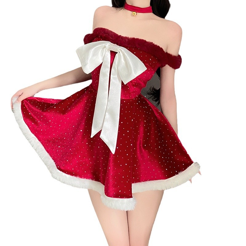 新しいクリスマスコスチューム。クリスマス - クロス用のテーマ服 - 国境外国貿易卸売。豪華なクリスマスバトルローブ。新年のセクシーな赤いドレス366価格：$199.99