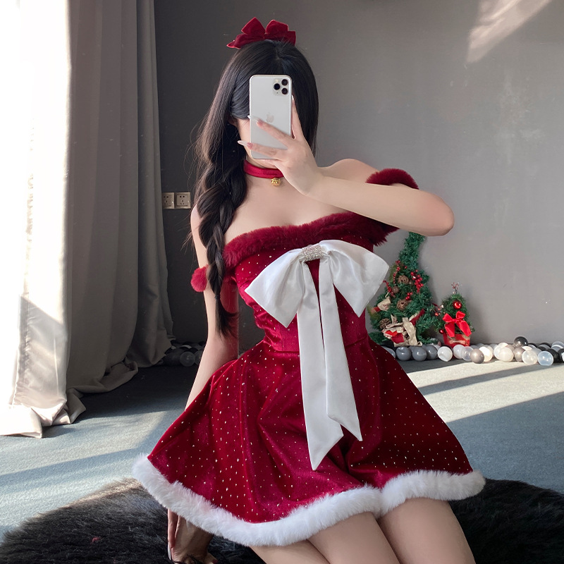 新しいクリスマスコスチューム。クリスマス - クロス用のテーマ服 - 国境外国貿易卸売。豪華なクリスマスバトルローブ。新年のセクシーな赤いドレス366価格：$199.99