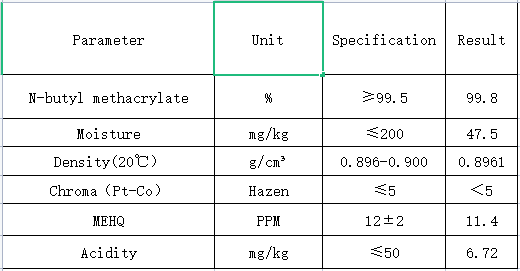 1681779048.png N-butyl methacrylate(甲基丙烯酸丁酯)指标表.png
